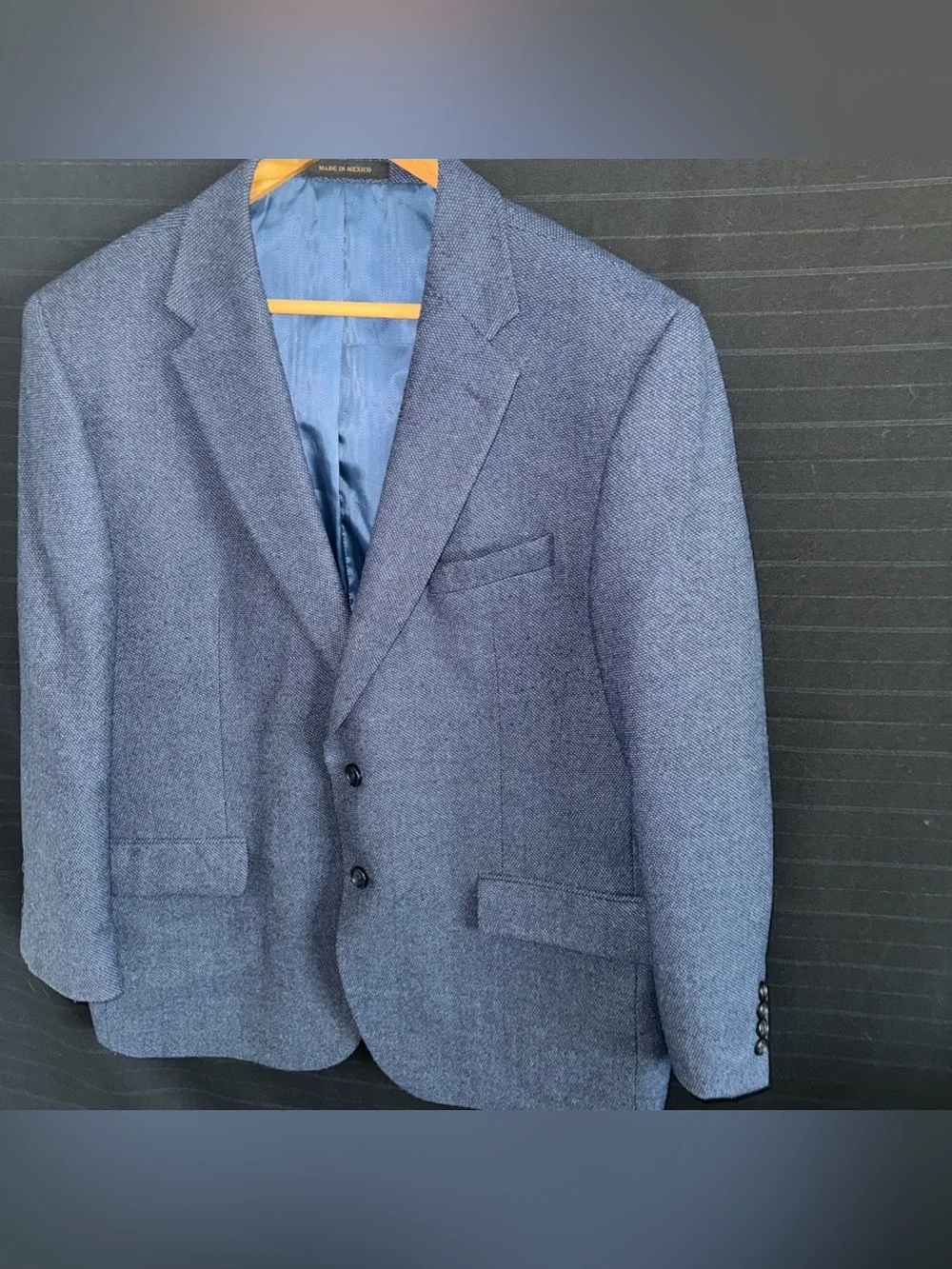 Jos A Bank Reserve Blue Sport Coat Jacket Italy Tollegno 1900 Wool / Nylon 44 S